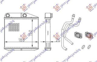 Ψυγείο Καλοριφέρ (Brazed) (Με/Χωρίς A/C) (16x18.8) (Τύπου Denso) (Με Σωλήνες) Fiat Punto Evo 2009-2012