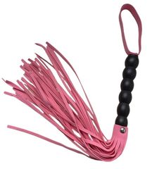 Velvet Touch Handle Fetish Whip Black/Pink - 40 cm