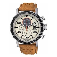 Citizen Eco Drive, Men's Chronograph Watch, Brown Leather Strap CA0641-16X
