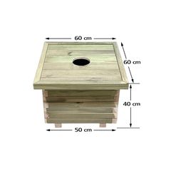 Ξύλινος κάδος απορριμμάτων τετράγωνος | 50x50x40 - 60lt-Tesias Wooden Products