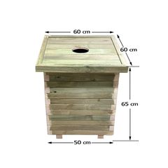 Ξύλινος κάδος απορριμμάτων τετράγωνος | 50x50x65 - 160lt-Tesias Wooden Products