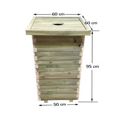 Ξύλινος κάδος απορριμμάτων τετράγωνος | 50x50x94 - 225lt-Tesias Wooden Products