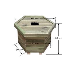 Ξύλινος κάδος απορριμμάτων εξάγωνος | κλειστές γωνίες | Δ52x40cm - 60lt-Tesias Wooden Products