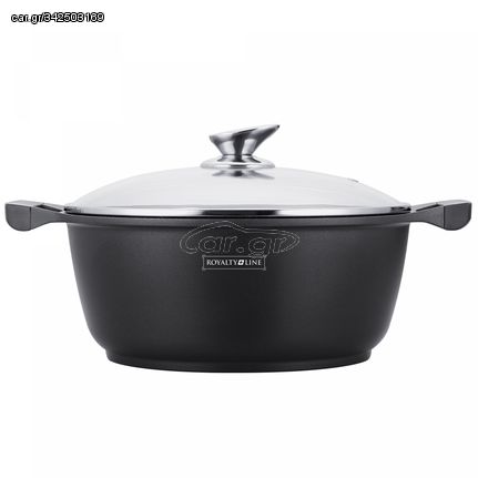 Royalty Line RL-BS28M: Marble Coated Cooking Pot with Glass Lid - 28cm