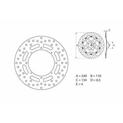 Δισκοπλακα Εμπρος Oro Honda Cr 125/250/500 R, Xl125R, Xlr125, Xr 250/400/600/650 R 68B40769 | Brembo