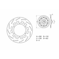Δισκοπλακα Πισω Oro Yamaha Fj1200, Fjr1300, V-Max 1200 Εμπρος Xt600E, Xtz 660 Tenere, Xv 125/750/1000 Virago 68B407D0 | Brembo