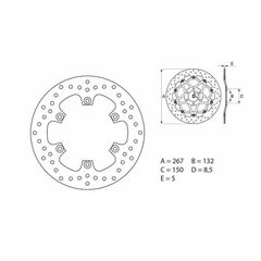 Δισκοπλακα Πισω Oro Yamaha Bt1100, Fz600, Fzr1000, Fzr750, Fzs 1000 Fazer, Fzx750, Mt-01, Rd350, T-Max 500 Εμπρος Xt600 68B407E4 | Brembo