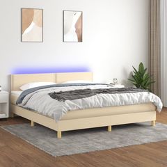 ΚΡΕΒΑΤΙ BOXSPRING ΜΕ ΣΤΡΩΜΑ & LED ΚΡΕΜ 180X200 ΕΚ. ΥΦΑΣΜΑΤΙΝΟ 3133658