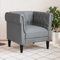 Πολυθρόνα Chesterfield Ανοιχτό Γκρι Υφασμάτινη 372538
