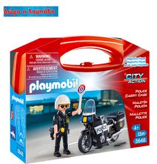 Playmobil City Action Βαλιτσάκι Αστυνόμος με Μοτοσικλέτα για 4+ ετών (5648) & Δώρο Λαμπάδα