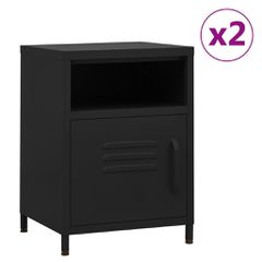 Κομοδίνα 2 τεμ. Μαύρα 35 x 35 x 51 εκ. Ατσάλινα 3095221