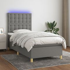 ΚΡΕΒΑΤΙ BOXSPRING ΜΕ ΣΤΡΩΜΑ & LED ΣΚ.ΓΚΡΙ 90X190 ΕΚ. ΥΦΑΣΜΑΤΙΝΟ 3135718