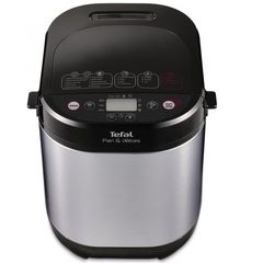 Αρτοπαρασκευαστής Tefal Pain & Delices PF240E38, 700 W, 1000/750/500 γρ., 3 επίπεδα ψησίματος, 20 προγράμματα, Μαύρο/Inox