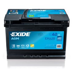 Μπαταρία αυτοκινήτου Exide EK620 Agm ,start-stop,62Ah