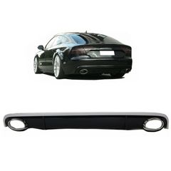 Diffuser Πίσω Προφυλακτήρα Για Audi A7 4G 10-14 RS7 Look Για Απλό Προφυλακτήρα Με Μπούκες Από Abs Πλαστικό