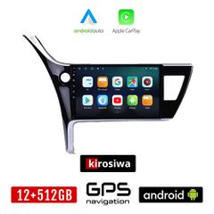KIROSIWA TOYOTA COROLLA (2017 - 2019) Android οθόνη αυτοκίνητου 12GB + 512GB με GPS WI-FI (ηχοσύστημα αφής 10" ιντσών OEM Android Auto Apple Carplay Youtube Playstore MP3 USB Radio Bluetooth Mirrorlin