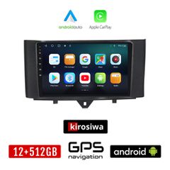 KIROSIWA SMART 451 (FORTWO) 2010-2015 Android οθόνη αυτοκίνητου 9" ιντσών 12GB + 512GB με GPS WI-FI (ηχοσύστημα αφής FORTWO OEM Android Auto Apple Carplay Youtube Playstore MP3 USB Radio Bluetooth Mir