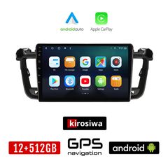 KIROSIWA PEUGEOT 508 (2010-2015) Android οθόνη αυτοκίνητου 12GB + 512GB με GPS WI-FI (ηχοσύστημα αφής 9" ιντσών OEM Android Auto Apple Carplay Youtube Playstore MP3 USB Radio Bluetooth Mirrorlink