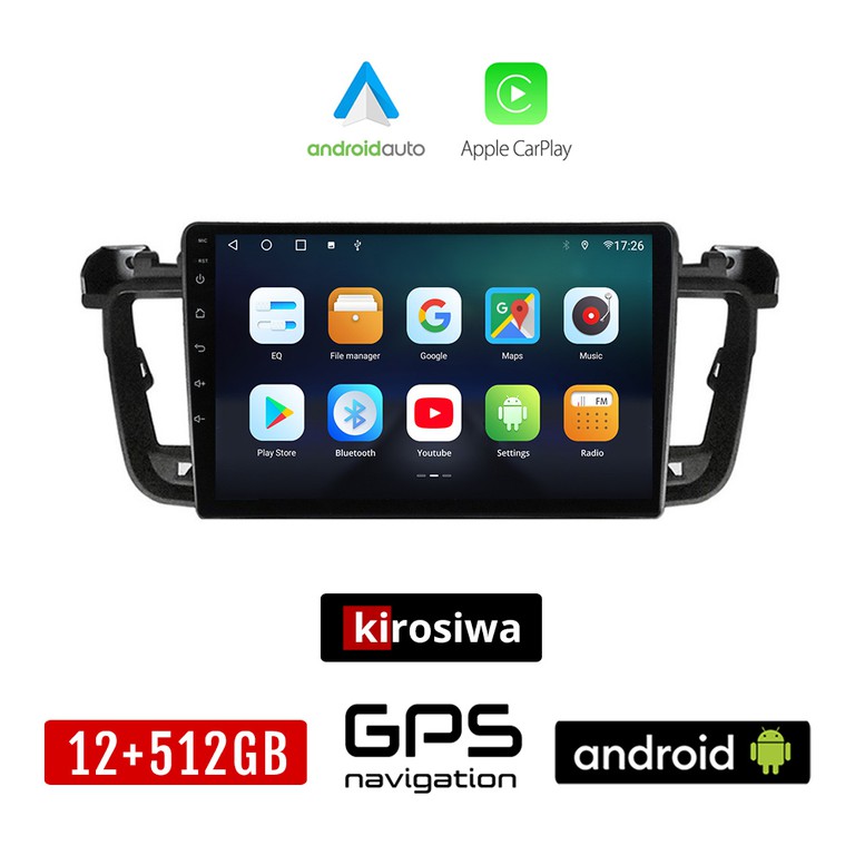 KIROSIWA PEUGEOT 508 (2010-2015) Android οθόνη αυτοκίνητου 12GB + 512GB με GPS WI-FI (ηχοσύστημα αφής 9" ιντσών OEM Android Auto Apple Carplay Youtube Playstore MP3 USB Radio Bluetooth Mirrorlink εργο