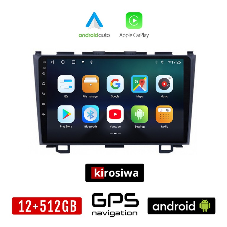 KIROSIWA HONDA CR-V (2007 - 2012) Android οθόνη αυτοκίνητου 12GB + 512GB με GPS WI-FI (ηχοσύστημα αφής 9" ιντσών OEM Android Auto Apple Carplay Youtube Playstore MP3 USB Radio Bluetooth Mirrorlink εργ