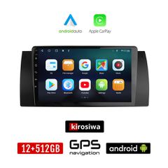 KIROSIWA BMW E39 (1997 - 2005) Android οθόνη αυτοκίνητου 12GB + 512GB με GPS WI-FI (ηχοσύστημα αφής 9" ιντσών OEM Android Auto Apple Carplay Σειρά 5 Youtube Playstore MP3 USB Radio Bluetooth Mirrorlin