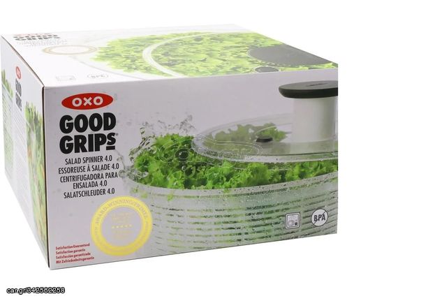 Ολοκαίνουργιο περιστροφικό στραγγιστήρι για σαλάτες OXO Good Grips Salad Spinner 4.0, Clear, 4.7L