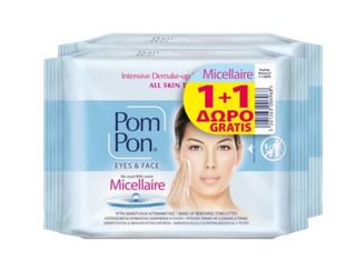 Pom Pon Micellaire Face & Eyes Υγρά Μαντηλάκια Ντεμακιγιάζ για όλους τους Τύπους Δέρματος  20 Items  1 + 1 Δώρο