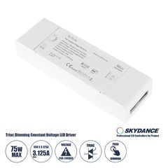 GloboStar® 73130 TE-75-24 SKYDANCE AC Triac Dimmer Push Dimming 1 Κανάλι AC 200-240V 1 x 3.125A 75W - Max 3.125A 75W - IP20 Μ18 x Π5.7 x Υ3cm - 5 Χρόνια Εγγύηση