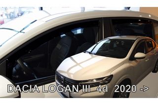 Dacia Logan 4d Sedan 2020+ Φιμέ Ανεμοθραύστες Heko Σετ 4τμχ για Μπρος-Πίσω Παράθυρα