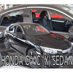 Honda Civic X Gen 4d 2017+ Φιμέ Ανεμοθραύστες Heko Σετ 4τμχ για Μπρος-Πίσω Παράθυρα