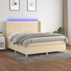 ΚΡΕΒΑΤΙ BOXSPRING ΜΕ ΣΤΡΩΜΑ & LED ΚΡΕΜ 180X200 ΕΚ. ΥΦΑΣΜΑΤΙΝΟ 3139058