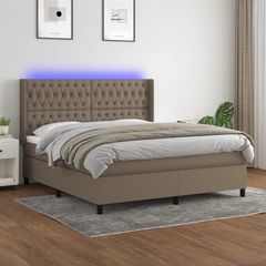 ΚΡΕΒΑΤΙ BOXSPRING ΜΕ ΣΤΡΩΜΑ & LED TAUPE 180X200 ΕΚ. ΥΦΑΣΜΑΤΙΝΟ 3138577