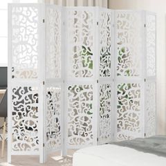 Διαχωριστικό Χώρου με 6 Πάνελ Λευκό από Μασίφ Ξύλο Παυλώνιας 358746