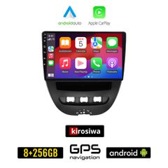 KIROSIWA PEUGEOT 107 (2005 - 2014) Android οθόνη αυτοκίνητου 8GB + 256GB με GPS WI-FI (ηχοσύστημα αφής 10" ιντσών OEM Android Auto Apple Carplay Youtube Playstore MP3 USB Radio Bluetooth Mirrorlink ερ