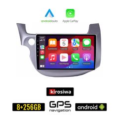 KIROSIWA HONDA JAZZ (2008 - 2012) Android οθόνη αυτοκίνητου 8GB + 256GB με GPS WI-FI (ηχοσύστημα αφής 10" ιντσών OEM Android Auto Apple Carplay Youtube Playstore MP3 USB Radio Bluetooth Mirrorlin