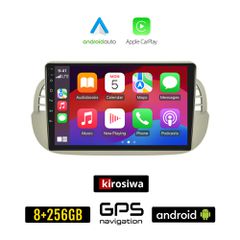 KIROSIWA FIAT 500 (2008 - 2015) Android οθόνη αυτοκίνητου 8GB + 256GB με GPS WI-FI (ηχοσύστημα αφής 9" ιντσών OEM Android Auto Apple Carplay Youtube Playstore MP3 USB Radio Bluetooth Mirrorlink εργοστ