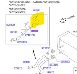 Κολλάρο καλοριφέρ NISSAN Sunny N14  -CD20 1990-1992 # 9240263C00 /ΓΝΗΣΙO