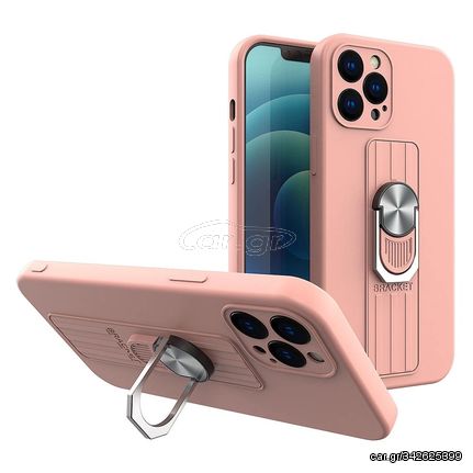 Ring Case Silikonhülle mit Fingergriff und Ständer für iPhone 12 pink