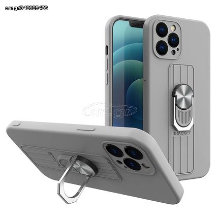 Ring Case silicone case with finger grip and stand for Xiaomi Redmi Note 10 5G / Poco M3 Pro silver