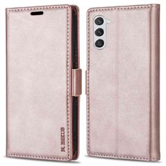 Θήκη Samsung Galaxy S24 5G N.BEKUS Litchi Retro Texture Leather με βάση στήριξης, υποδοχές καρτών και μαγνητικό κούμπωμα ροζ χρυσό