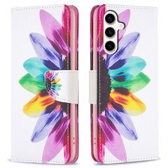 Θήκη Samsung Galaxy S23 FE 5G OEM Colorful Petals με βάση στήριξης, υποδοχές καρτών και μαγνητικό κούμπωμα Flip Wallet από συνθετικό δέρμα και TPU
