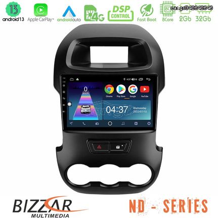 Bizzar ND Series 8Core Android13 2+32GB Ford Ranger 2012-2016 Navigation Multimedia Tablet 9"