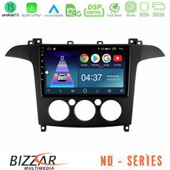 Bizzar ND Series 8Core Android13 2+32GB Ford S-Max 2006-2008 (manual A/C) Navigation Multimedia Tablet 9"