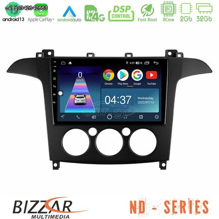 Bizzar ND Series 8Core Android13 2+32GB Ford S-Max 2006-2008 (manual A/C) Navigation Multimedia Tablet 9"