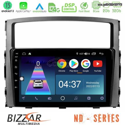 Bizzar ND Series 8Core Android13 2+32GB Mitsubishi Pajero 2008-2009 Navigation Multimedia Tablet 9"