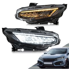 ΦΑΝΑΡΙΑ ΕΜΠΡΟΣ LED Headlights Honda Civic 2016-2021 Sedan Hatchback Coupe 