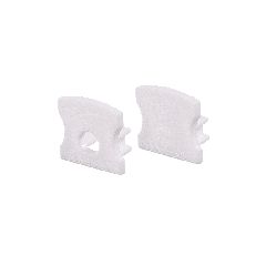 Set Of White Plastic End Caps For Profile P113, 1 Without Hole + 1 With Hole