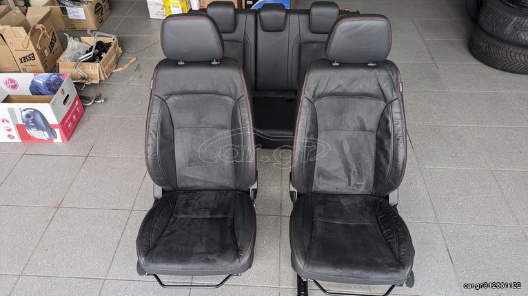 Θερμαινόμενα καθίσματα εμπρός και πίσω από Suzuki Vitara S 2015-2023, κόκκινες ραφές, δέρμα - ύφασμα