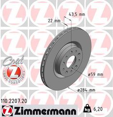 ZIMMERMANN (6316.10) ΔΙΣΚ/ΚΕΣ ALFA ROMEO COAT Z ZIMMERMANN 110.2207.20