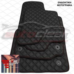 AUDI A4 2001-2008 ΠΑΤΑΚΙΑ ΤΕΧΝΟΔΕΡΜΑ CUBE ΜΑΥΡΟ ΜΕ ΚΟΚΚΙΝΗ ΡΑΦΗ ΠΕΡΙΜΜΕΤΡΙΚΑ - ΚΟΚΚΙΝΟ ΚΕΝΤΗΜΑ SLINE ΣΕΤ 4ΤΜΧ